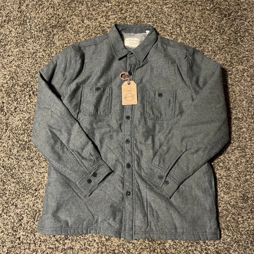 Weatherproof Vintage | Grey Men's Full Button Up | Fleece Lined Jacket/Shirt XL